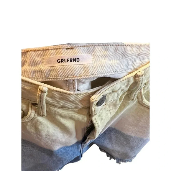 GRLFRND Jourdan Tie-dye Ripped Denim Shorts In Yellow Horizon - Picture 9 of 9